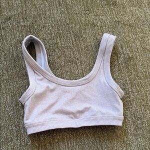 ALO RIBBED SPORTS BRA GRAY SIZE MEDIUM
